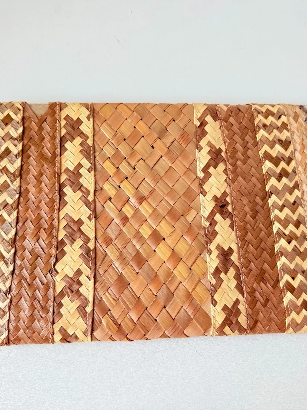 Woven Straw Clutch Bag - Natural Brown